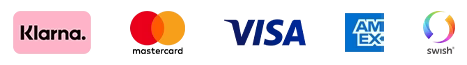 Betalningsalternativ: Klarna, Visa, Mastercard och Apple Pay